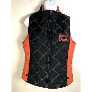 Harley Davidson Women's Vest Size Small Black And Orange